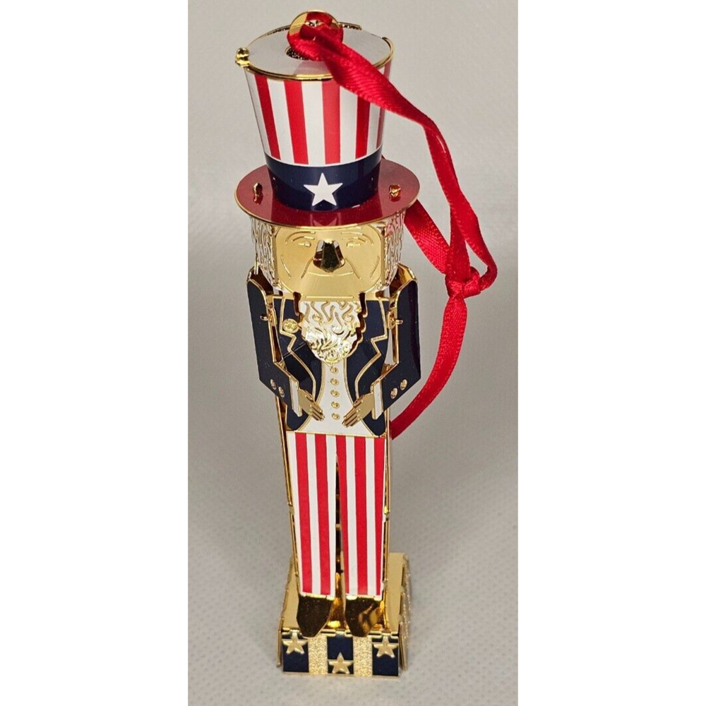 Vintage 2001 Baldwin Brass Smithsonian Institution Uncle Sam Ornament With Box